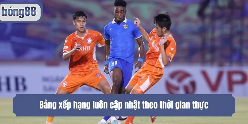 Bảng xếp hạng luôn cập nhật theo thời gian thực